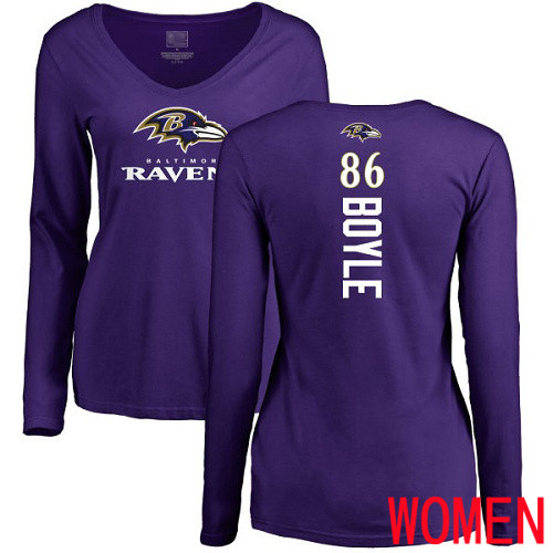 Baltimore Ravens Purple Women Nick Boyle Backer NFL Football #86 Long Sleeve T Shirt